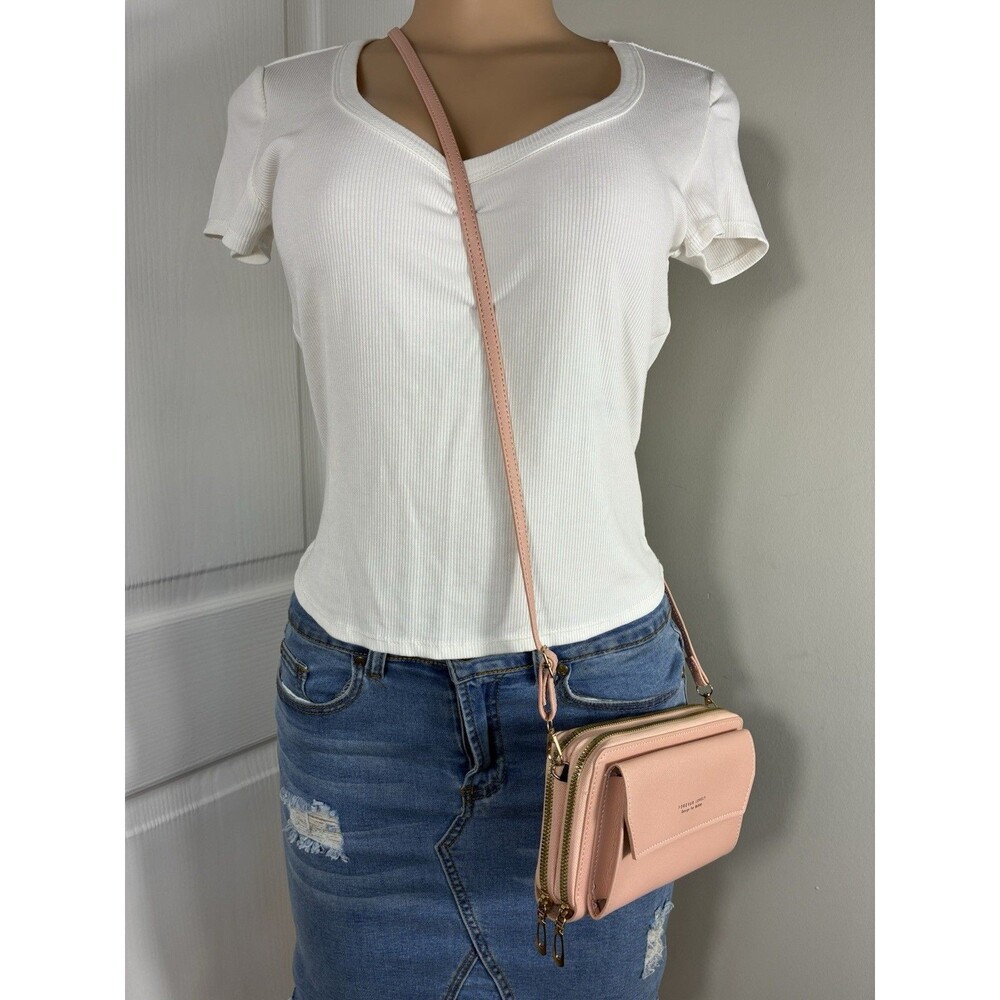Forever Lovely Womens wallet pink Shoulder Or Crossbody  With Phone Holder
